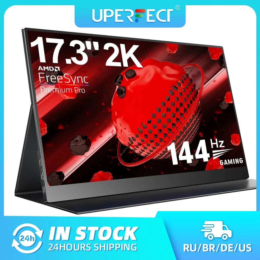 UPERFECT 2K 144Hz ޴   17.3 ġ 2560*1440 IPS FreeSync ǻ ÷ Ʈ PC Mac ȭ  ũ  HDMI Type-C